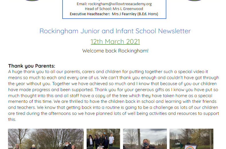 Newletter 12th March 2021