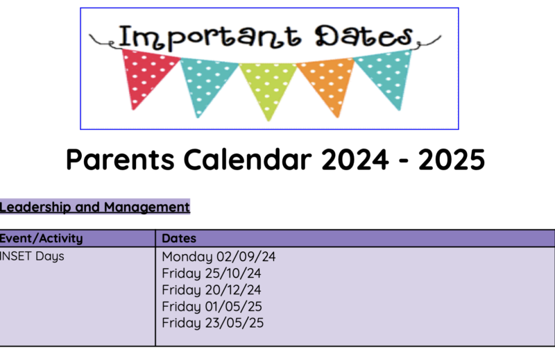 Term Dates 2024-2025