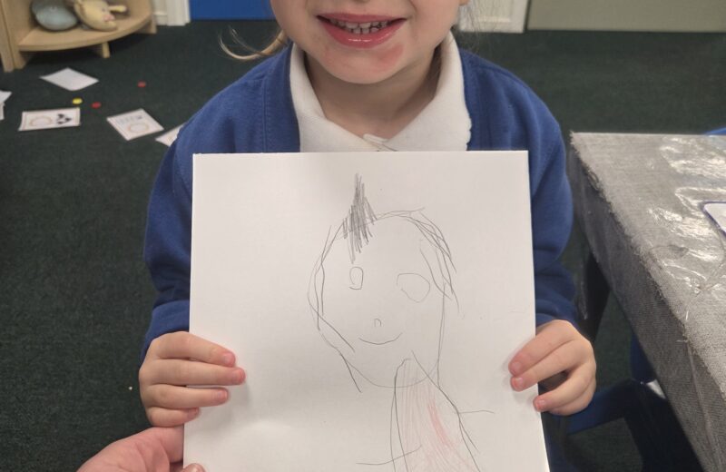 F1/2 – Little red riding hood mark making.